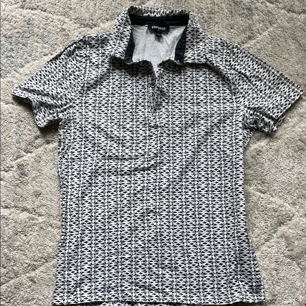 Express Monochrome Geometric Polo Shirt